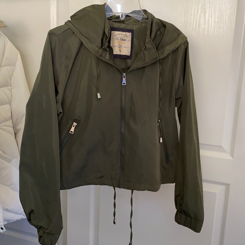 Ci Sono Olive Crop Windbreaker